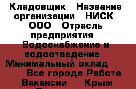 Кладовщик › Название организации ­ НИСК, ООО › Отрасль предприятия ­ Водоснабжение и водоотведение › Минимальный оклад ­ 17 000 - Все города Работа » Вакансии   . Крым,Приморский